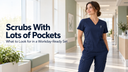 Healthcare worker in scrubs with multiple pockets