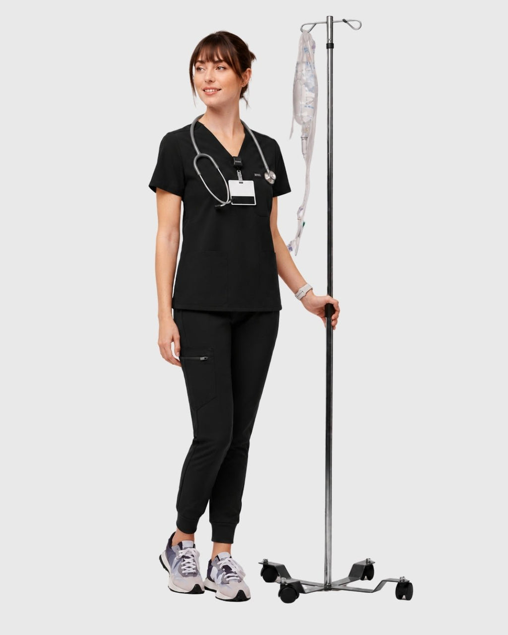 Women's Classic V-Neck Scrub Set - CloudFlex Drawstring Jogger, 12 Pockets - Long Shift Scrubs