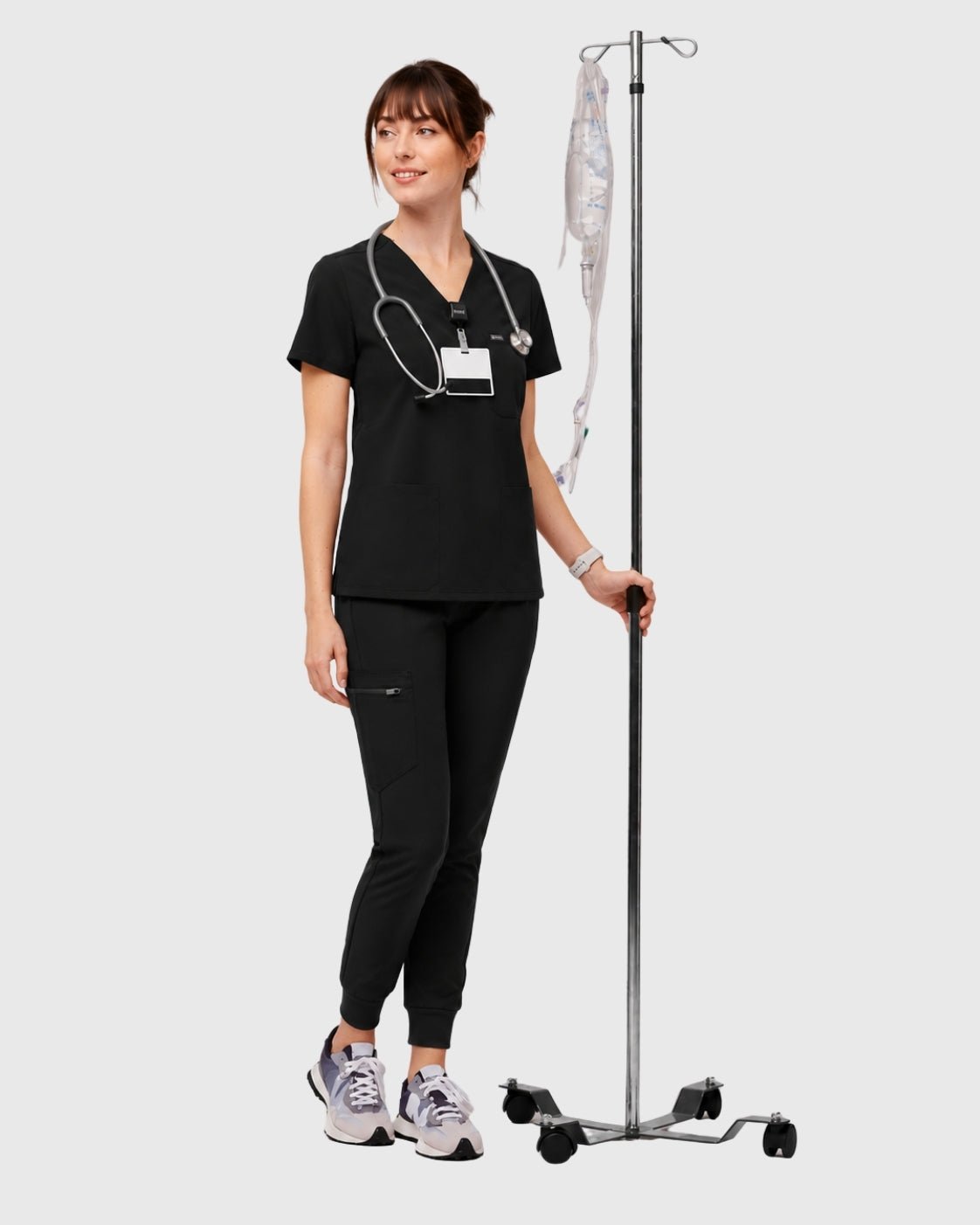 Women's Classic V-Neck Scrub Set - CloudFlex Drawstring Jogger, 12 Pockets - Long Shift Scrubs