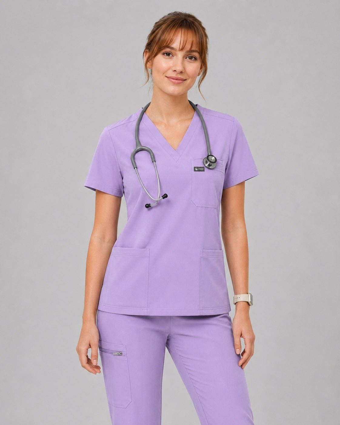 Women's Classic V-Neck Scrub Set - CloudFlex Drawstring Jogger, 12 Pockets - Long Shift Scrubs