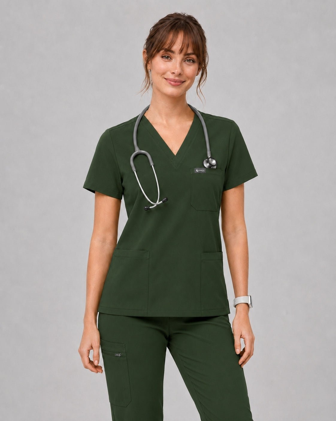 Women's Classic V-Neck Scrub Set - CloudFlex Drawstring Jogger, 12 Pockets - Long Shift Scrubs