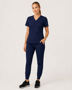Lyra Slim UltraSOFT Scrub Top - Midnight Navy side view