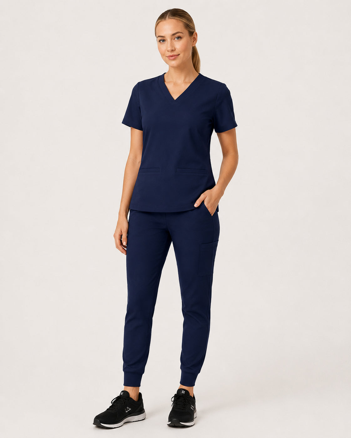 Lyra Slim UltraSOFT Scrub Top - Midnight Navy side view