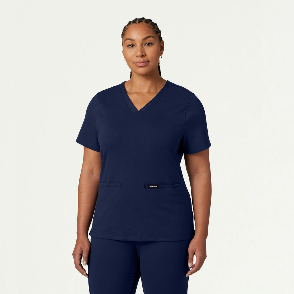 Lyra Slim UltraSOFT Scrub Top - Midnight Navy back view