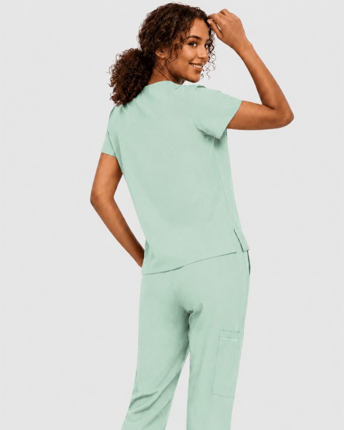 Women's Scrubs Set - V-Neck Top & Cargo Pants with 12 Pockets - Long Shift Scrubs