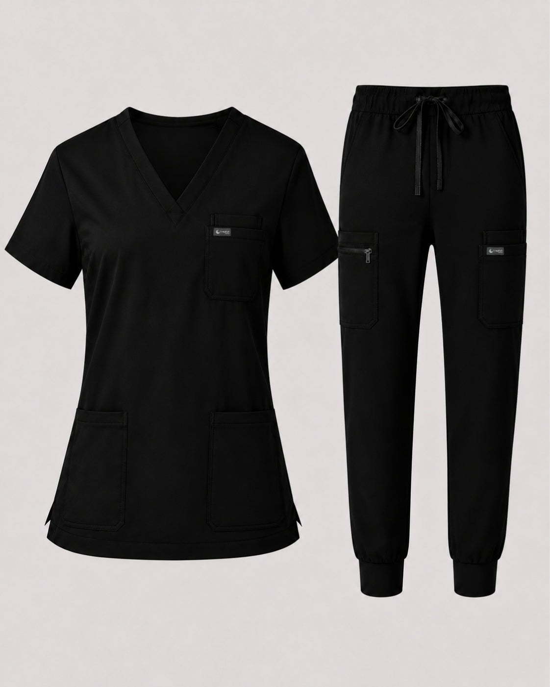 Women's Classic V-Neck Scrub Set - CloudFlex Drawstring Jogger, 12 Pockets - Long Shift Scrubs