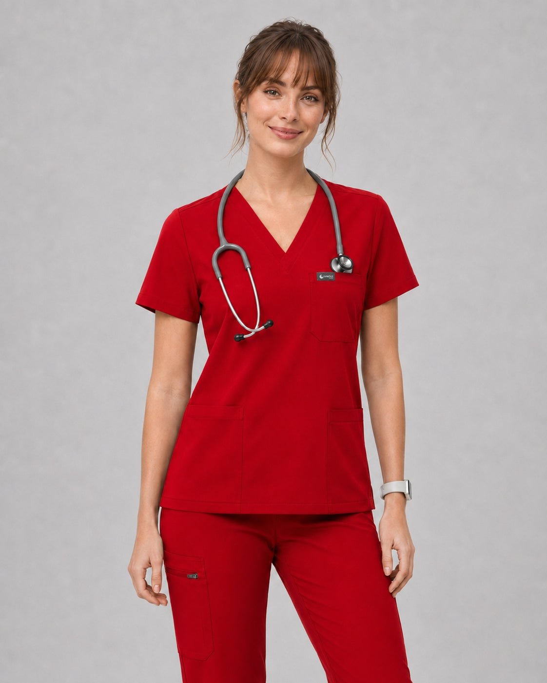 Women's Classic V-Neck Scrub Set - CloudFlex Drawstring Jogger, 12 Pockets - Long Shift Scrubs