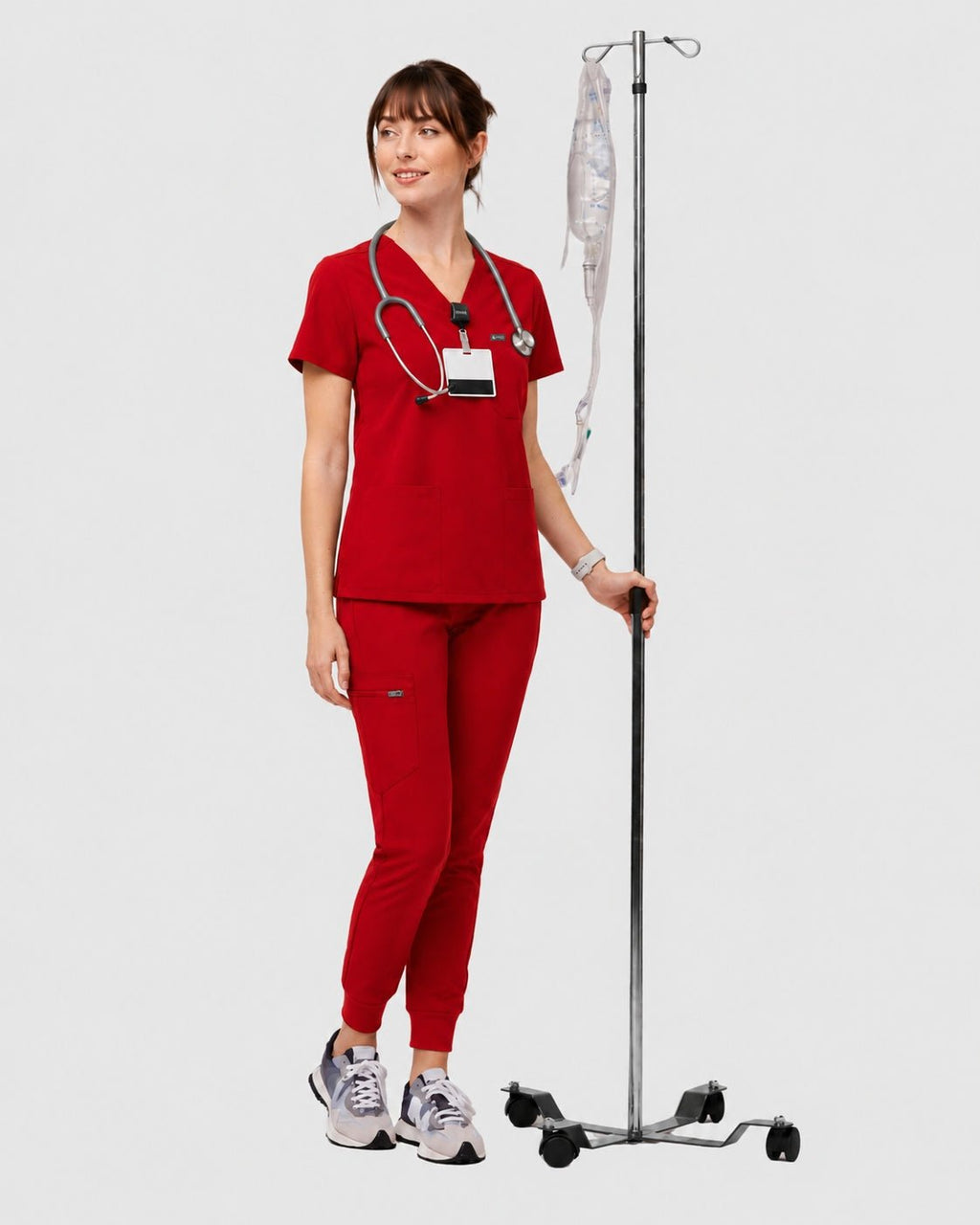 Women's Classic V-Neck Scrub Set - CloudFlex Drawstring Jogger, 12 Pockets - Long Shift Scrubs