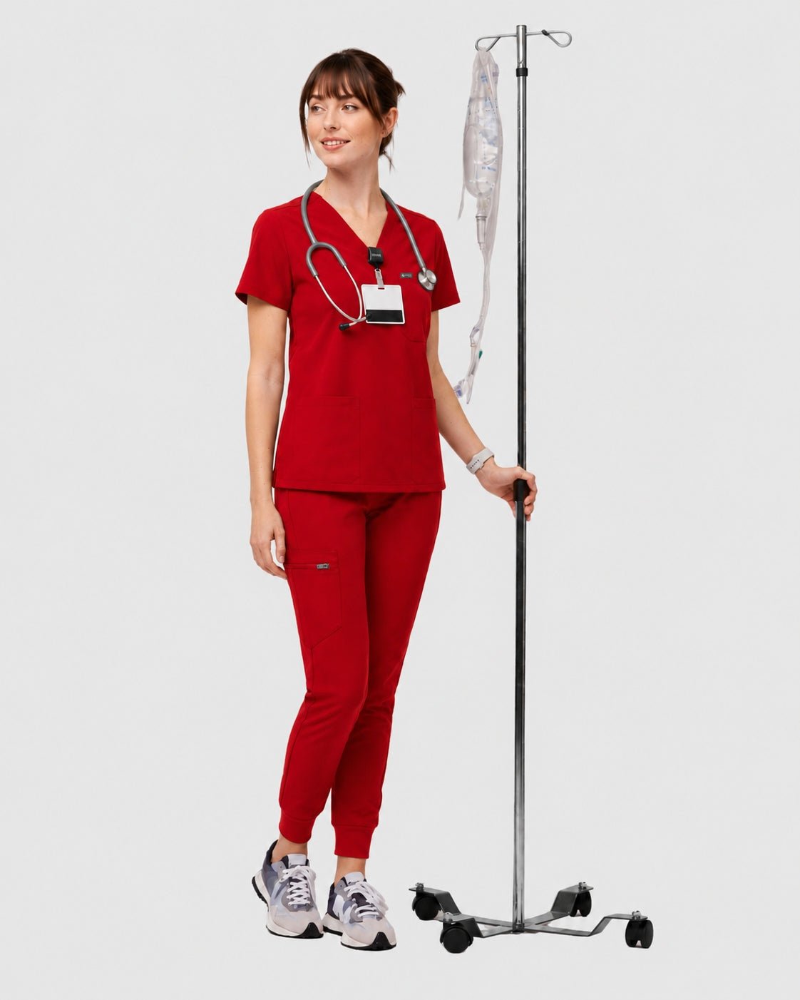 Women's Classic V-Neck Scrub Set - CloudFlex Drawstring Jogger, 12 Pockets - Long Shift Scrubs
