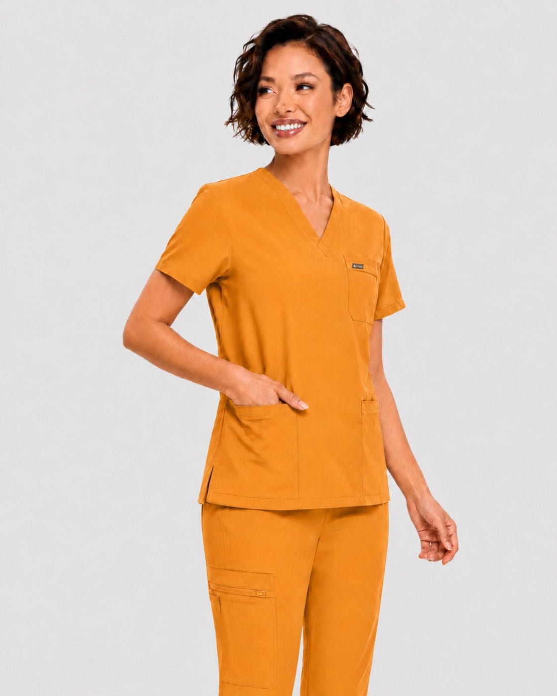 Women's Classic V-Neck Scrub Set - CloudFlex Drawstring Jogger, 12 Pockets - Long Shift Scrubs