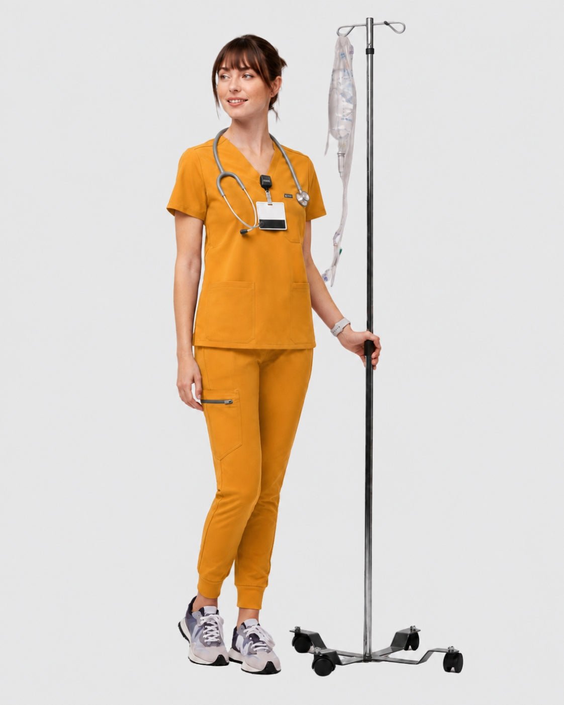 Women's Classic V-Neck Scrub Set - CloudFlex Drawstring Jogger, 12 Pockets - Long Shift Scrubs