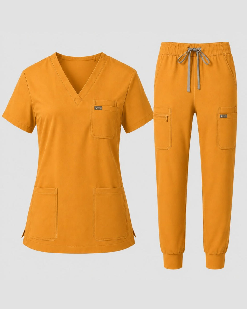 Women's Classic V-Neck Scrub Set - CloudFlex Drawstring Jogger, 12 Pockets - Long Shift Scrubs