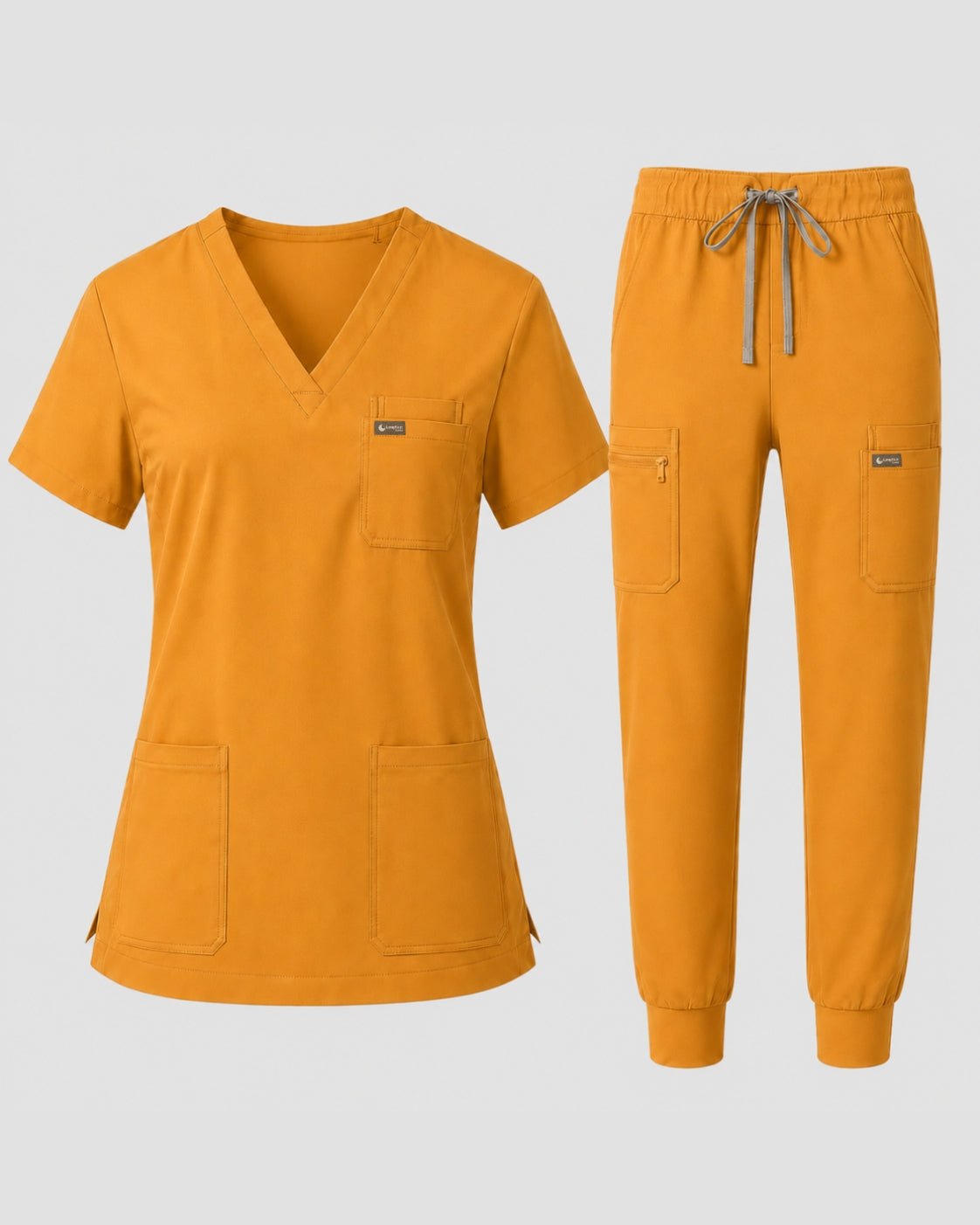 Women's Classic V-Neck Scrub Set - CloudFlex Drawstring Jogger, 12 Pockets - Long Shift Scrubs