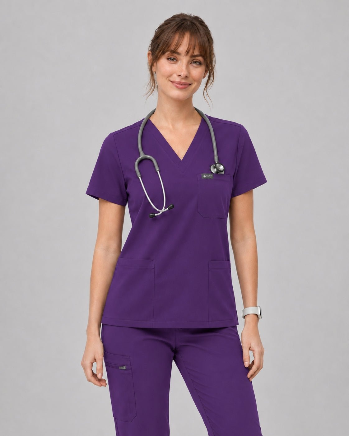 Women's Classic V-Neck Scrub Set - CloudFlex Drawstring Jogger, 12 Pockets - Long Shift Scrubs