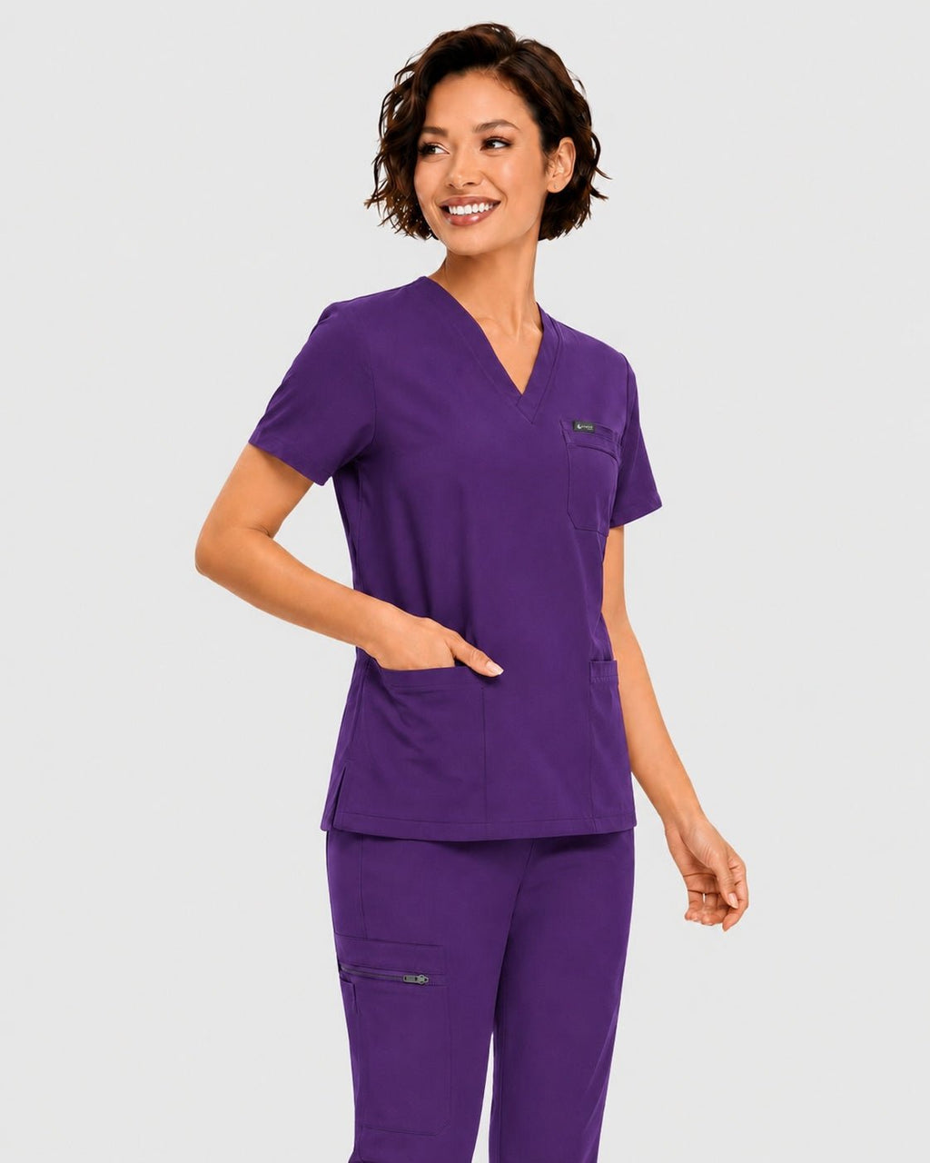 Women's Classic V-Neck Scrub Set - CloudFlex Drawstring Jogger, 12 Pockets - Long Shift Scrubs