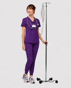 Women's Classic V-Neck Scrub Set - CloudFlex Drawstring Jogger, 12 Pockets - Long Shift Scrubs