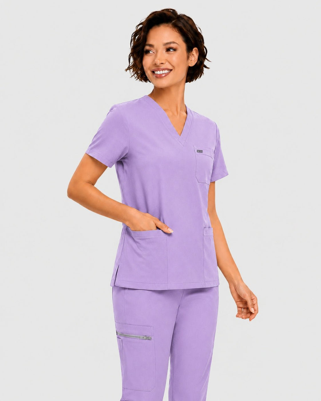 Women's Classic V-Neck Scrub Set - CloudFlex Drawstring Jogger, 12 Pockets - Long Shift Scrubs
