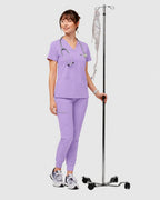 Women's Classic V-Neck Scrub Set - CloudFlex Drawstring Jogger, 12 Pockets - Long Shift Scrubs