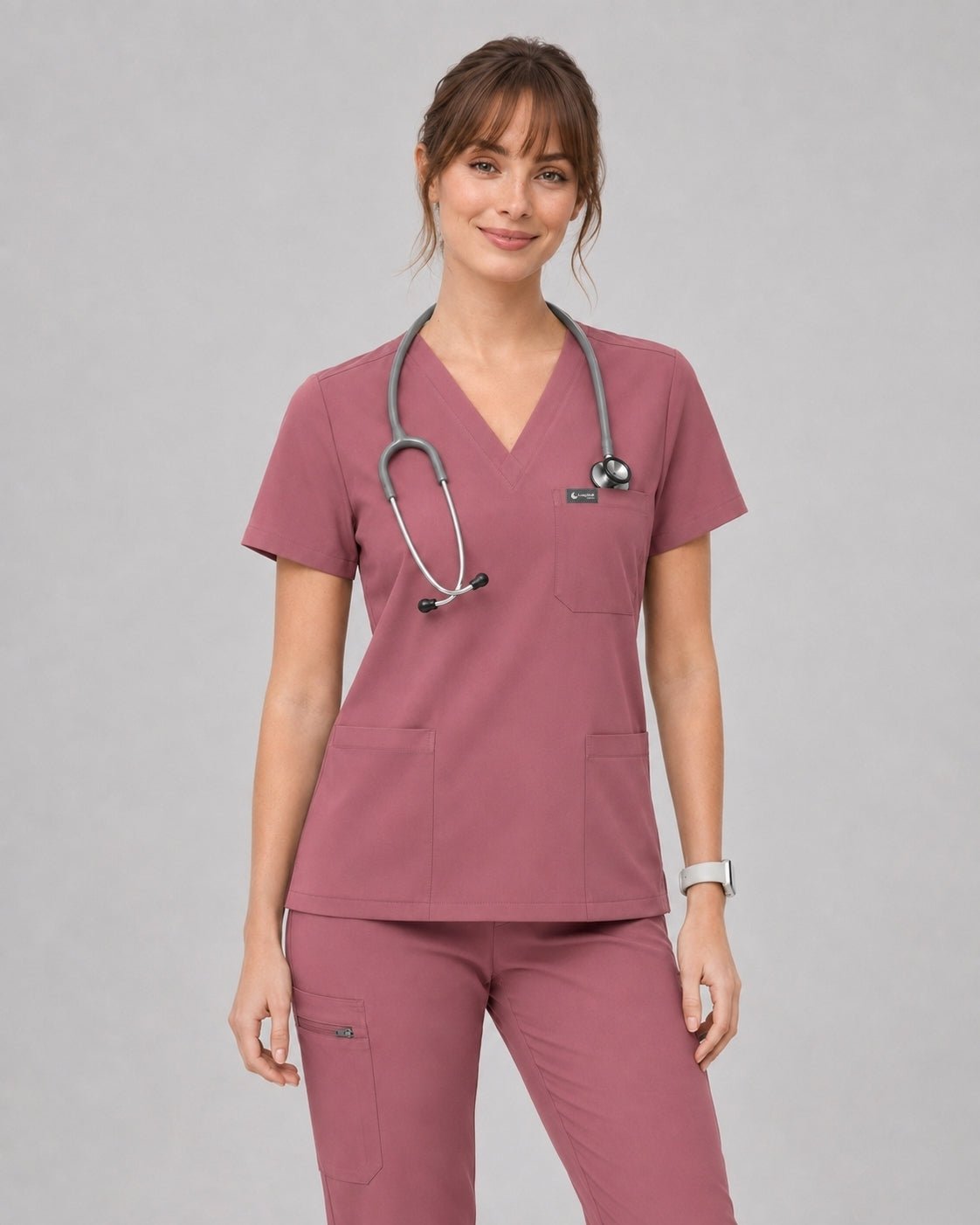 Women's Classic V-Neck Scrub Set - CloudFlex Drawstring Jogger, 12 Pockets - Long Shift Scrubs