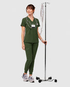 Women's Classic V-Neck Scrub Set - CloudFlex Drawstring Jogger, 12 Pockets - Long Shift Scrubs