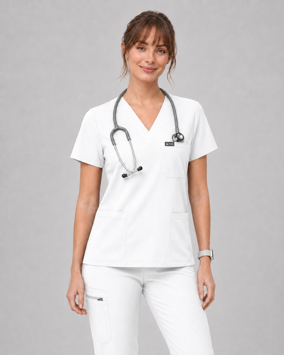 Women's Classic V-Neck Scrub Set - CloudFlex Drawstring Jogger, 12 Pockets - Long Shift Scrubs
