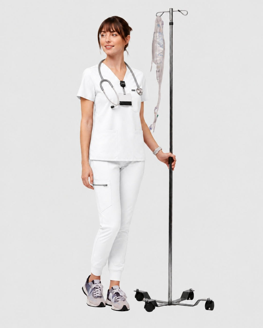 Women's Classic V-Neck Scrub Set - CloudFlex Drawstring Jogger, 12 Pockets - Long Shift Scrubs