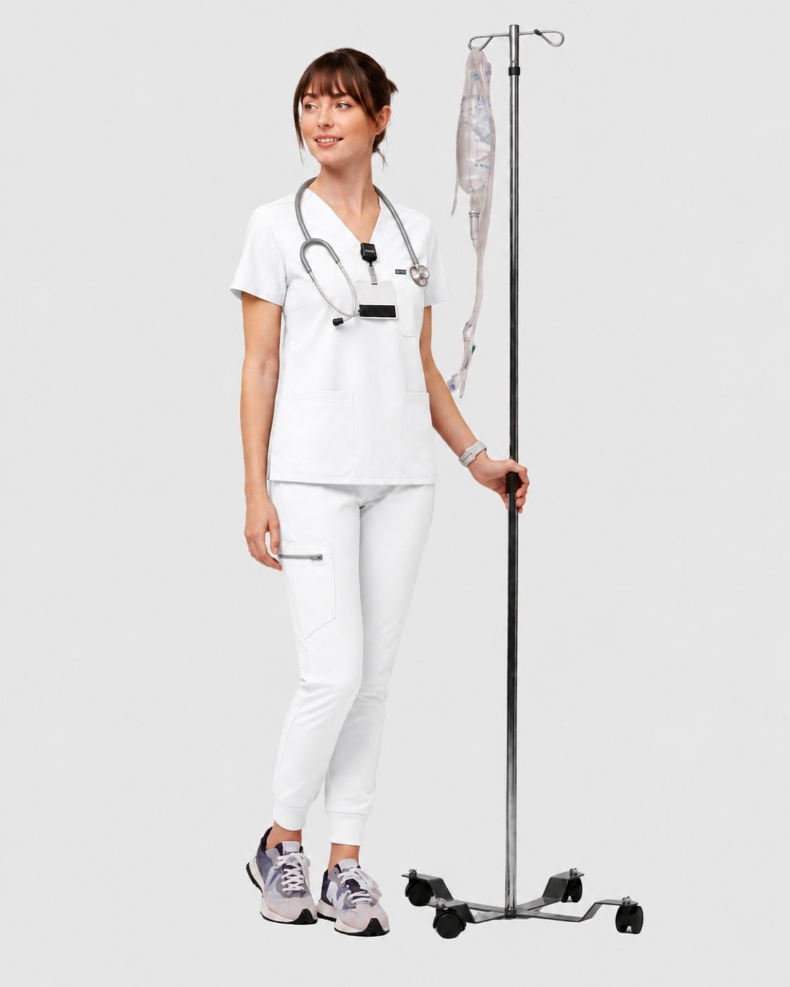Women's Classic V-Neck Scrub Set - CloudFlex Drawstring Jogger, 12 Pockets - Long Shift Scrubs
