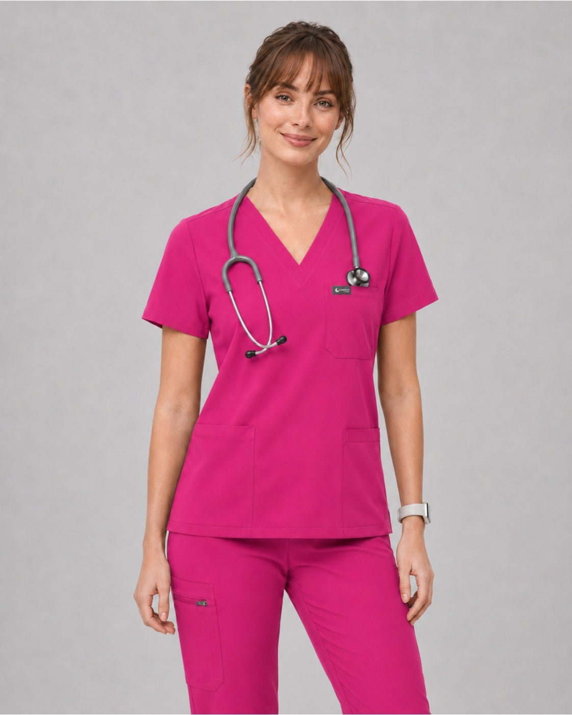 Women's Classic V-Neck Scrub Set - CloudFlex Drawstring Jogger, 12 Pockets - Long Shift Scrubs