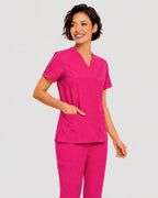 Women's Classic V-Neck Scrub Set - CloudFlex Drawstring Jogger, 12 Pockets - Long Shift Scrubs