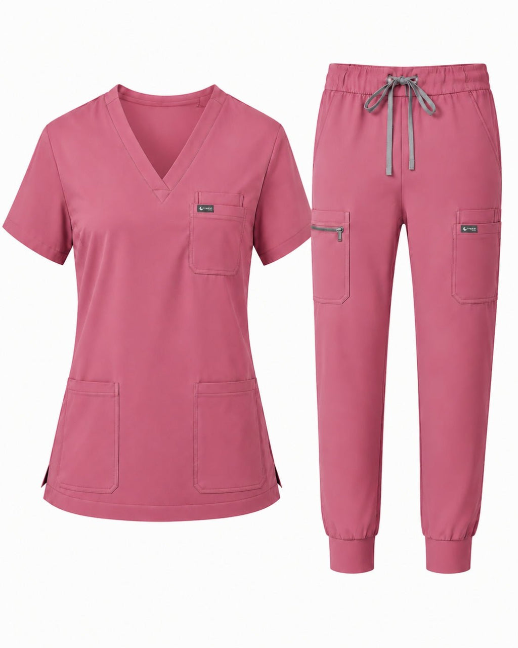 Women's Classic V-Neck Scrub Set - CloudFlex Drawstring Jogger, 12 Pockets - Long Shift Scrubs