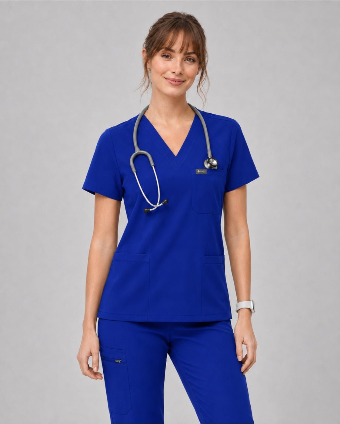 Women's Classic V-Neck Scrub Set - CloudFlex Drawstring Jogger, 12 Pockets - Long Shift Scrubs