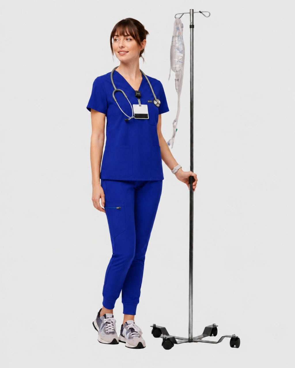 Women's Classic V-Neck Scrub Set - CloudFlex Drawstring Jogger, 12 Pockets - Long Shift Scrubs