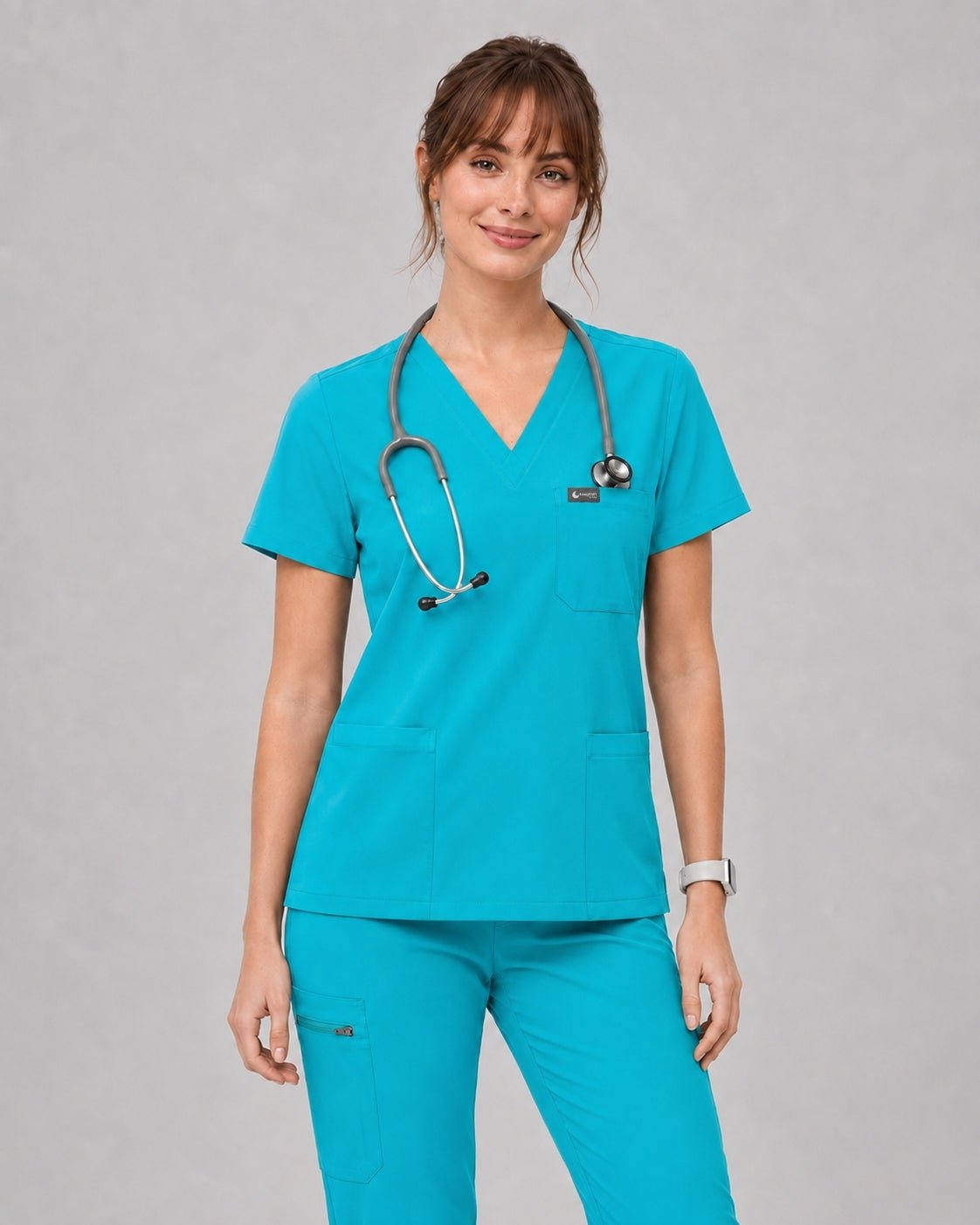 Women's Classic V-Neck Scrub Set - CloudFlex Drawstring Jogger, 12 Pockets - Long Shift Scrubs