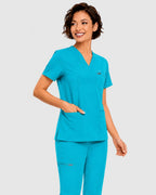 Women's Classic V-Neck Scrub Set - CloudFlex Drawstring Jogger, 12 Pockets - Long Shift Scrubs