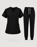 Women's Scrub Set - V-Neck Top & Jogger Pant Lightweight Soft Fabric