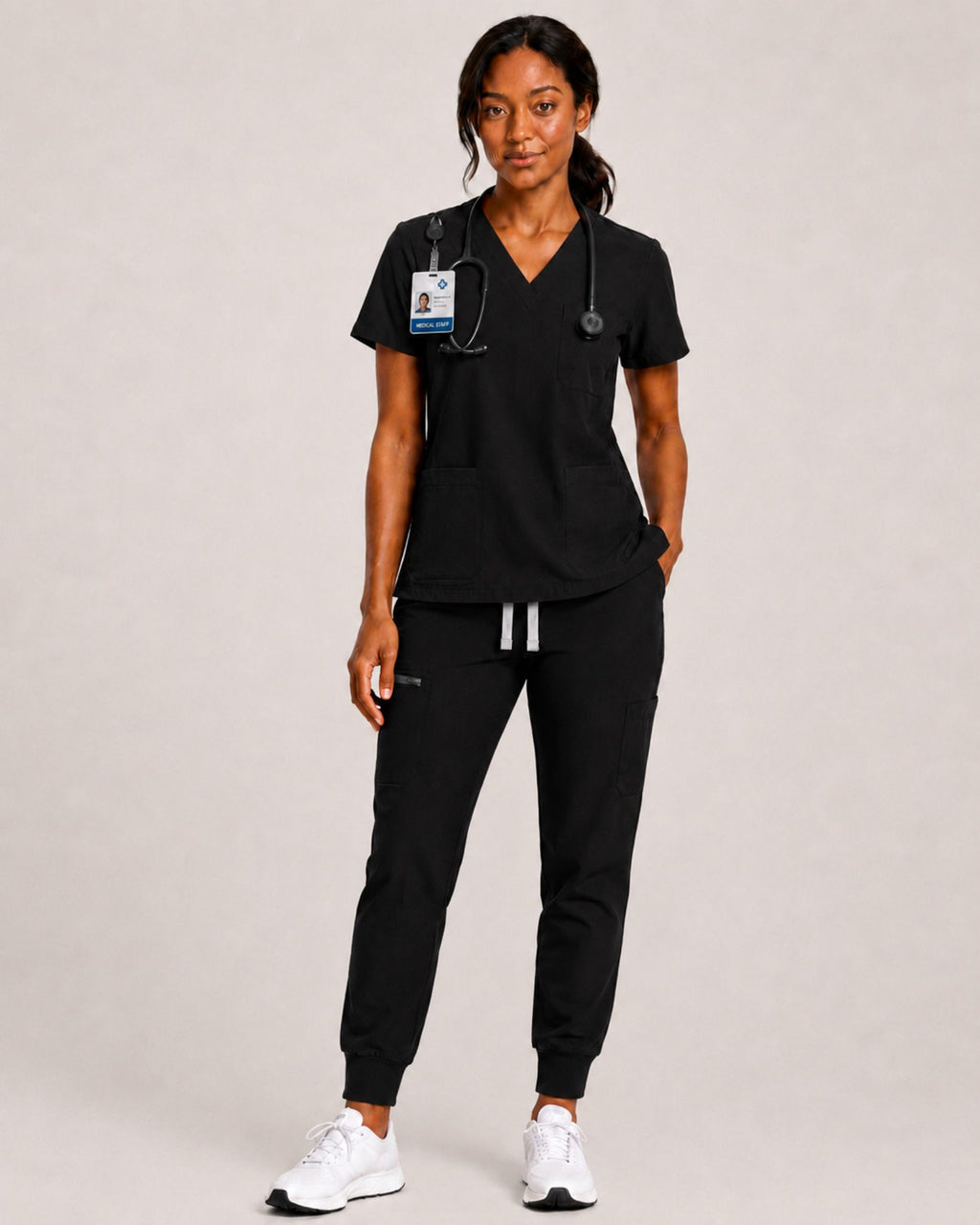 Women's Scrub Set - V-Neck Top & Jogger Pant Lightweight Soft Fabric