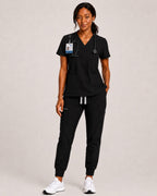 Women's Scrub Set - V-Neck Top & Jogger Pant Lightweight Soft Fabric