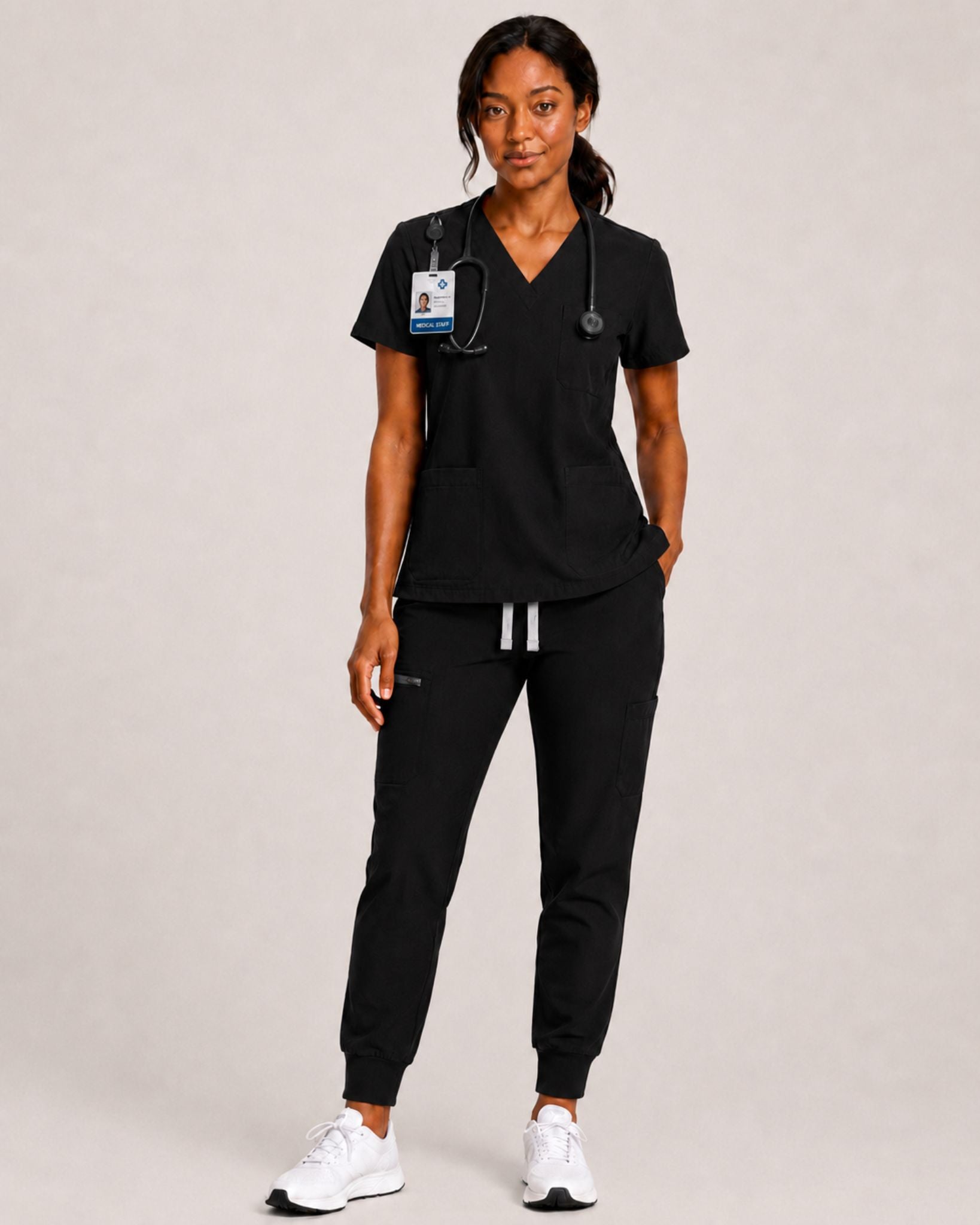 Women's Scrub Set - V-Neck Top & Jogger Pant Lightweight Soft Fabric