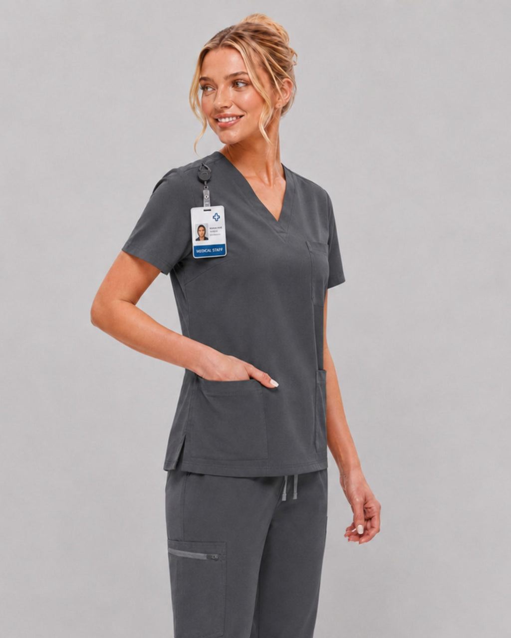 Women's Scrub Set - V-Neck Top & Jogger Pant Lightweight Soft Fabric