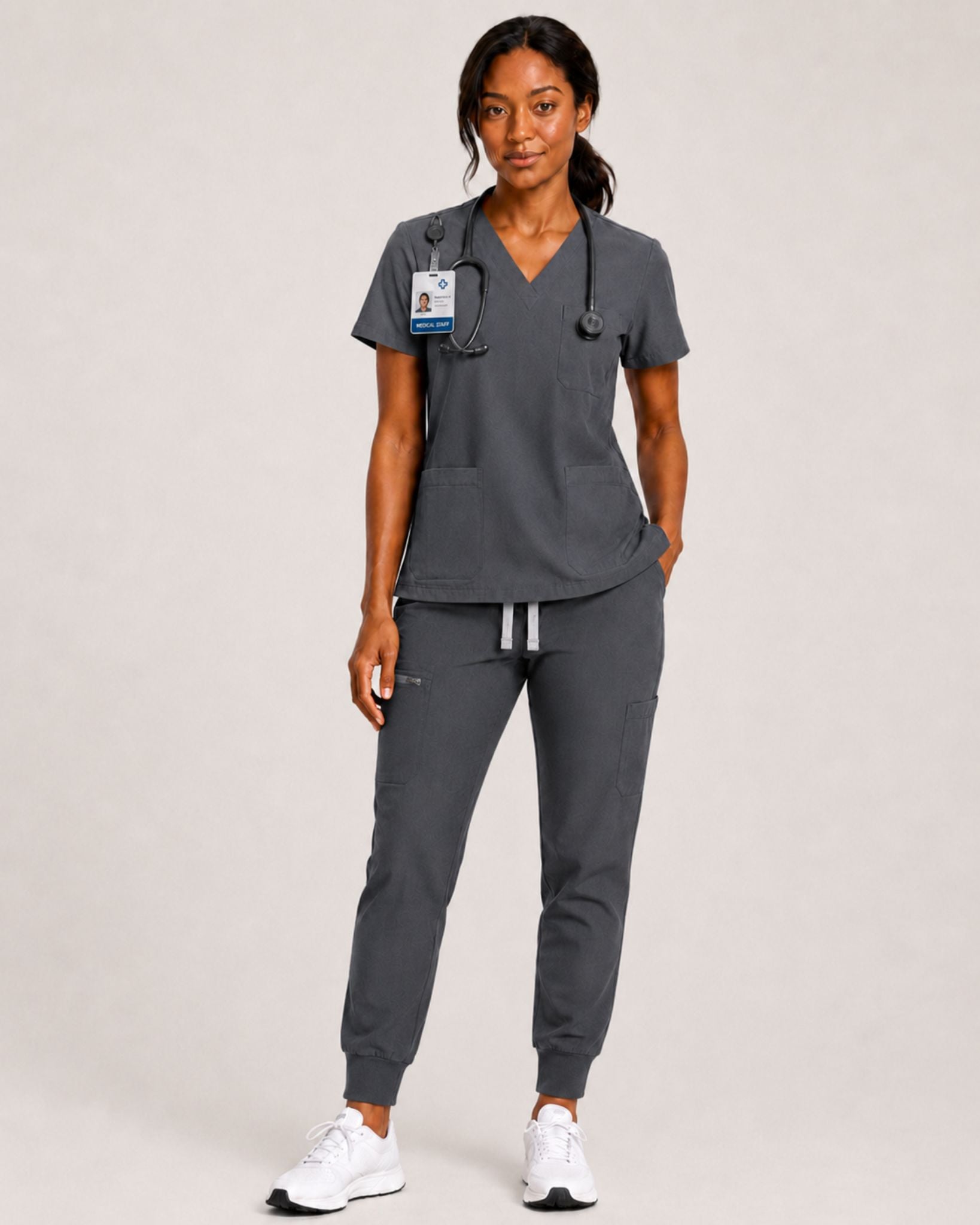Women's Scrub Set - V-Neck Top & Jogger Pant Lightweight Soft Fabric