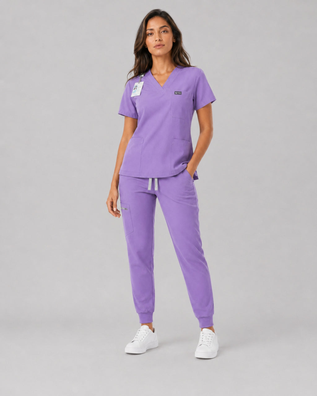 Women's Scrub Set - V-Neck Top & Jogger Pant Lightweight Soft Fabric - Long Shift Scrubs