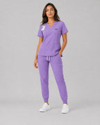 Women's Scrub Set - V-Neck Top & Jogger Pant Lightweight Soft Fabric - Long Shift Scrubs