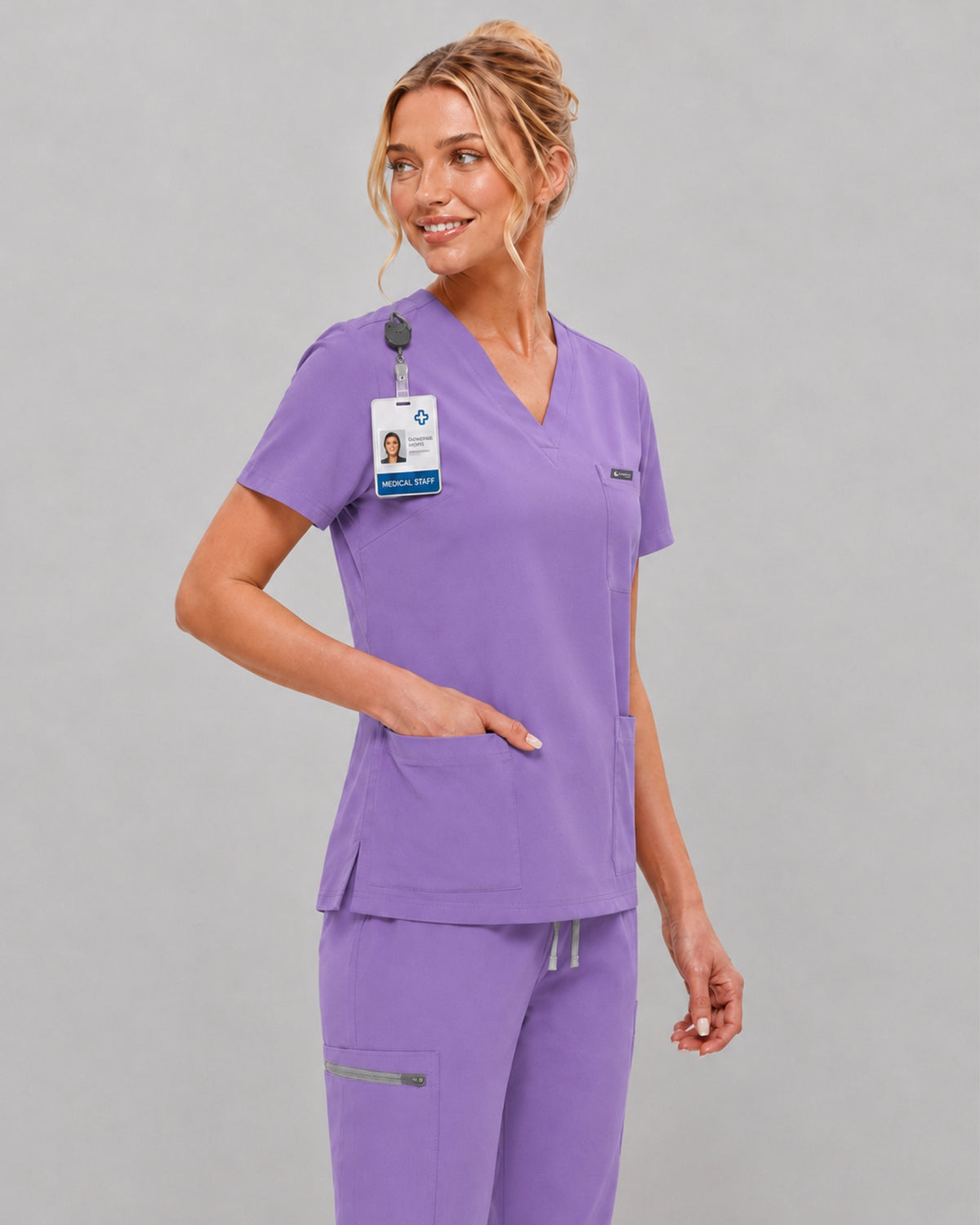 Women's Scrub Set - V-Neck Top & Jogger Pant Lightweight Soft Fabric - Long Shift Scrubs