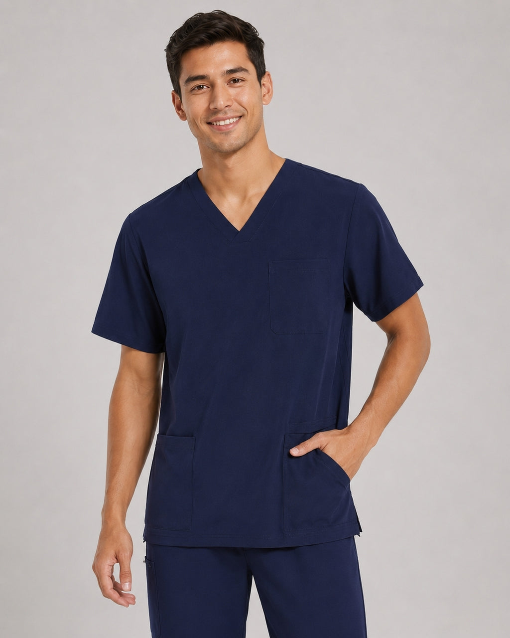 Men's V-Neck Scrubs Set – Stretch Jogger Pant, 8 Pockets, Yoga Waistband | Regular & Tall