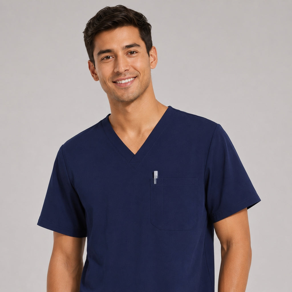 Men's V-Neck Scrubs Set – Stretch Jogger Pant, 8 Pockets, Yoga Waistband | Regular & Tall
