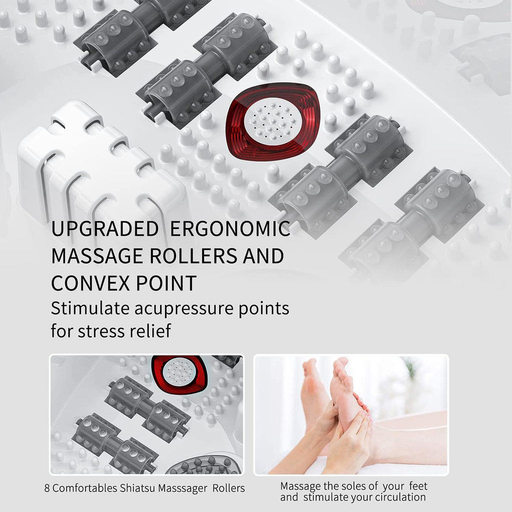 Foot Spa Bath Massager with Heat, Bubbles, Red Light & 8 Massage Rollers — Perfect Father's Day Gift