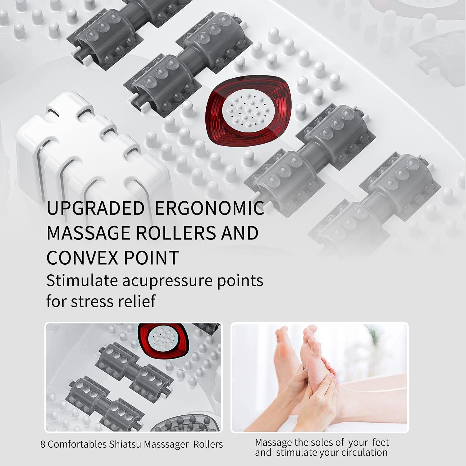 Foot Spa Bath Massager with Heat, Bubbles, Red Light & 8 Massage Rollers — Perfect Father's Day Gift