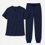 Men's V-Neck Scrubs Set – Stretch Jogger Pant, 8 Pockets, Yoga Waistband | Regular & Tall