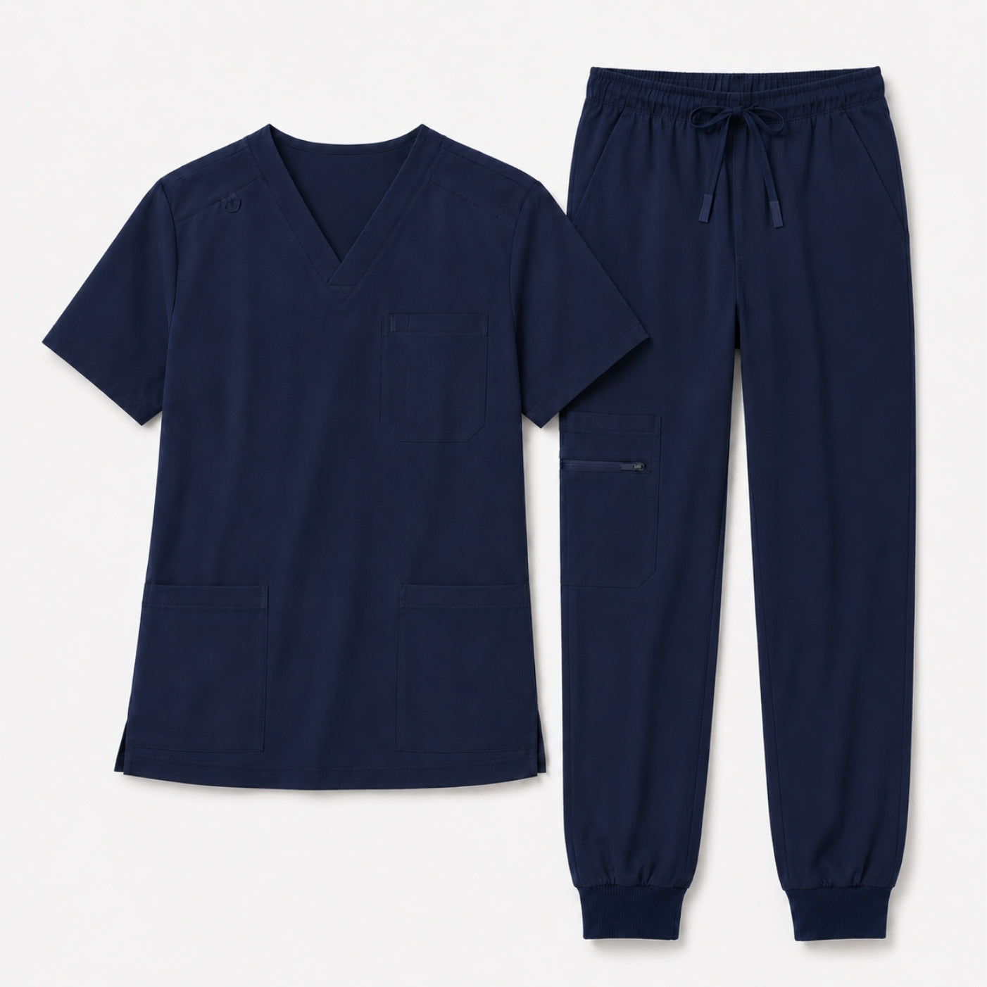 Men's V-Neck Scrubs Set – Stretch Jogger Pant, 8 Pockets, Yoga Waistband | Regular & Tall