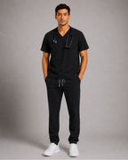 Men's Scrub Set - V-Neck Top & Cargo Straight Leg Pant Lightweight Soft Fabric